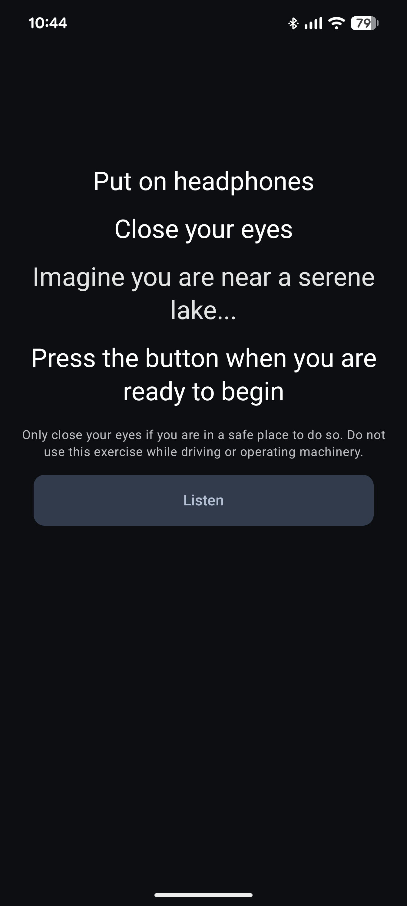 SubtleDistractions app screenshot showing nature sound experience
